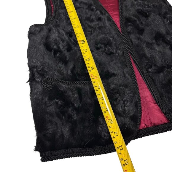Vintage 70 Black Real Sheep Fur Vest SZ M Swakara Karalul Boho Whimsigoth Folk - Picture 13 of 14